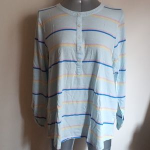 Style & Co Stripe Blue Women's Long Sleeve Shirt Size 3X